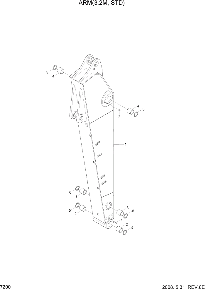 Схема запчастей Hyundai R320LC7 - PAGE 7200 ARM(3.2M, STD) РАБОЧЕЕ ОБОРУДОВАНИЕ