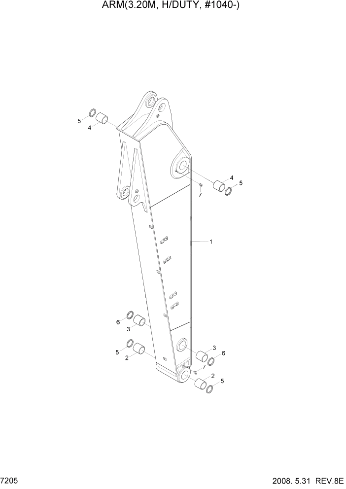 Схема запчастей Hyundai R320LC7 - PAGE 7205 ARM(3.2M, HEAVY DUTY #1040-) РАБОЧЕЕ ОБОРУДОВАНИЕ