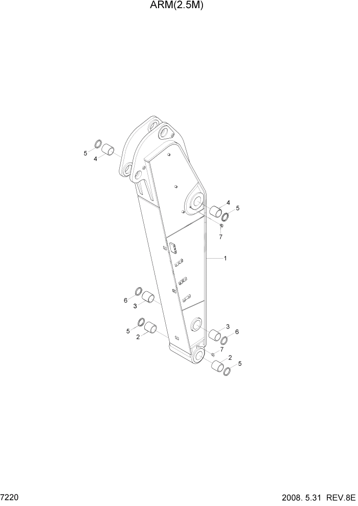 Схема запчастей Hyundai R320LC7 - PAGE 7220 ARM(2.5M) РАБОЧЕЕ ОБОРУДОВАНИЕ