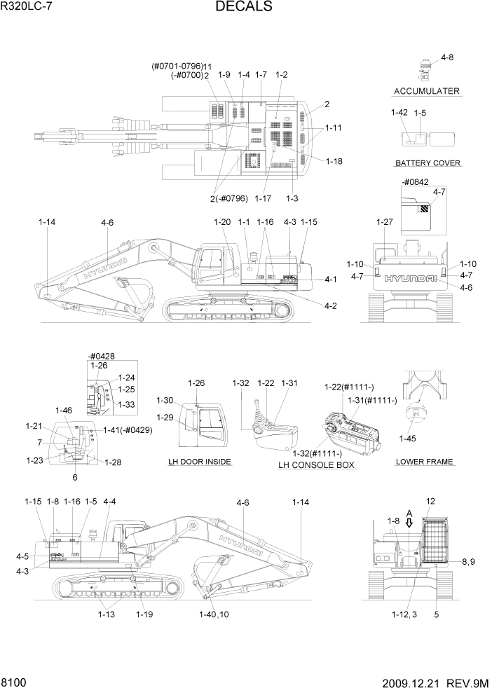 Схема запчастей Hyundai R320LC7 - PAGE 8100 DECALS ДРУГИЕ ЧАСТИ