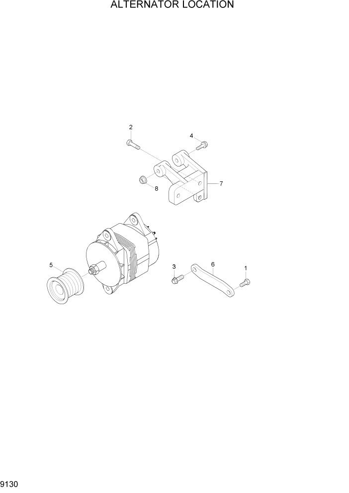 Схема запчастей Hyundai R320LC7 - PAGE 9130 ALTERNATOR LOCATION ДВИГАТЕЛЬ БАЗА