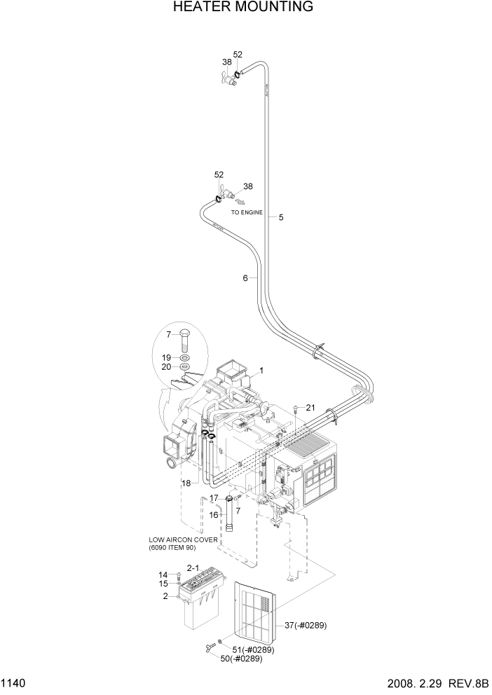 Схема запчастей Hyundai R320LC7A - PAGE 1140 HEATER MOUNTING СИСТЕМА ДВИГАТЕЛЯ