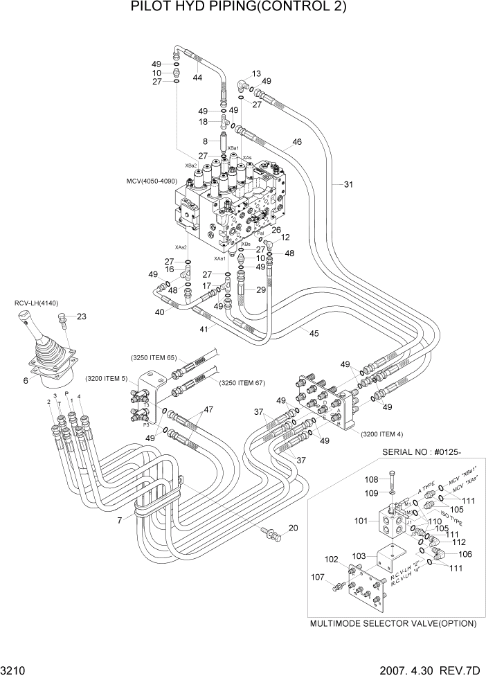 Схема запчастей Hyundai R320LC7A - PAGE 3210 PILOT HYD PIPING(CONTROL 2) ГИДРАВЛИЧЕСКАЯ СИСТЕМА