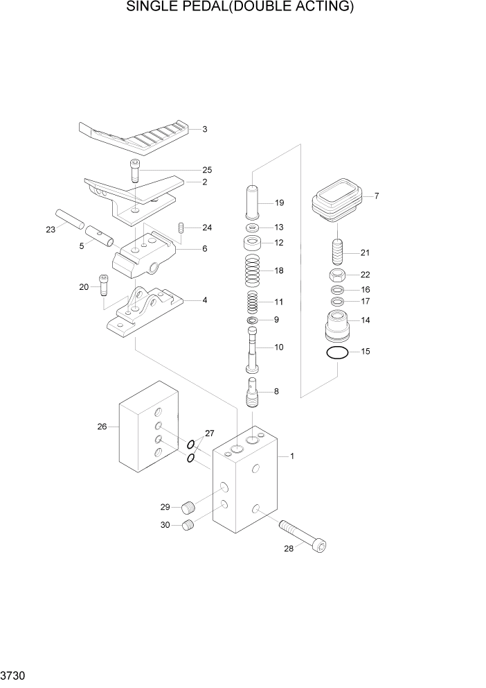 Схема запчастей Hyundai R320LC7A - PAGE 3730 SINGLE PEDAL (DOUBLE ACTING) ГИДРАВЛИЧЕСКАЯ СИСТЕМА