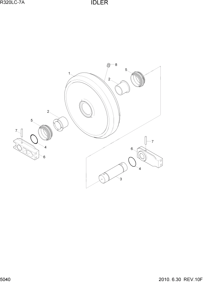 Схема запчастей Hyundai R320LC7A - PAGE 5040 IDLER ХОДОВАЯ ЧАСТЬ