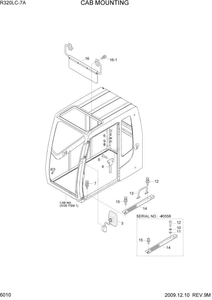 Схема запчастей Hyundai R320LC7A - PAGE 6010 CAB MOUNTING СТРУКТУРА