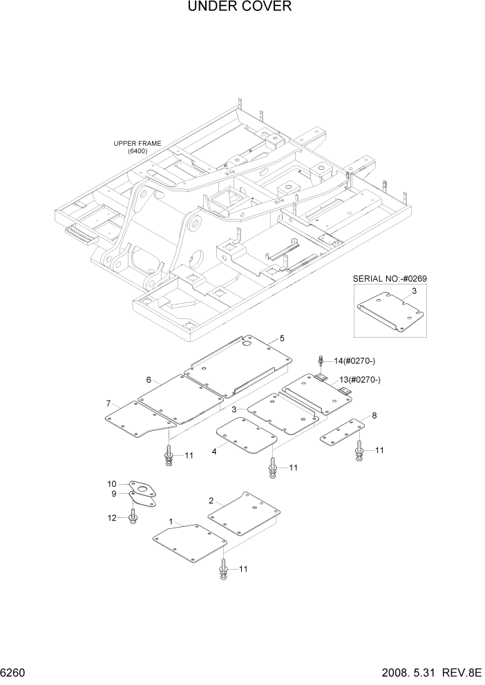 Схема запчастей Hyundai R320LC7A - PAGE 6260 UNDER COVER СТРУКТУРА