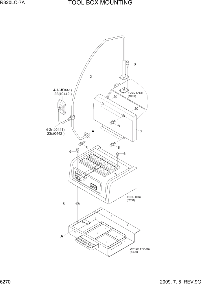 Схема запчастей Hyundai R320LC7A - PAGE 6270 TOOL BOX MOUNTING СТРУКТУРА