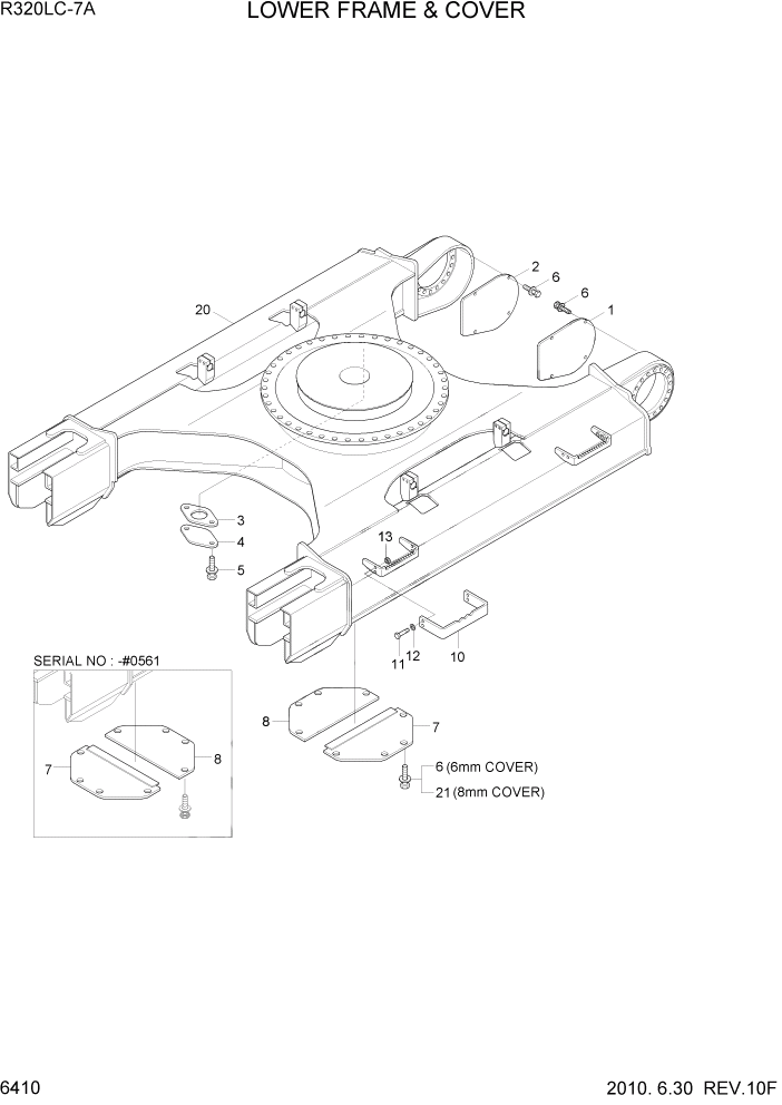 Схема запчастей Hyundai R320LC7A - PAGE 6410 LOWER FRAME & COVER СТРУКТУРА