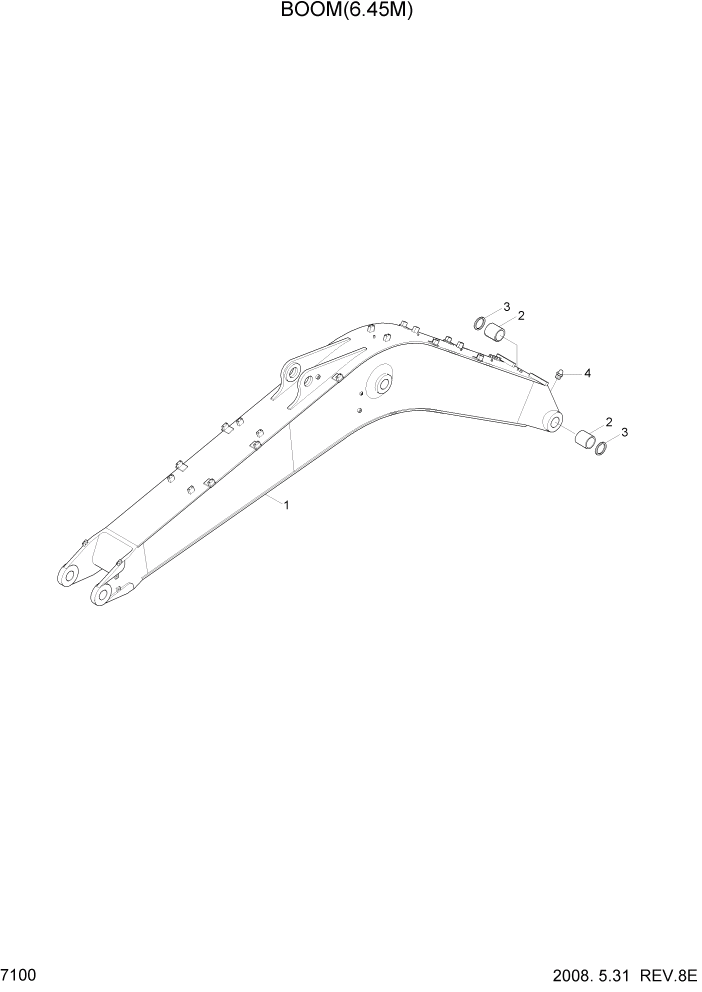 Схема запчастей Hyundai R320LC7A - PAGE 7100 BOOM(STD, 6.45M) РАБОЧЕЕ ОБОРУДОВАНИЕ