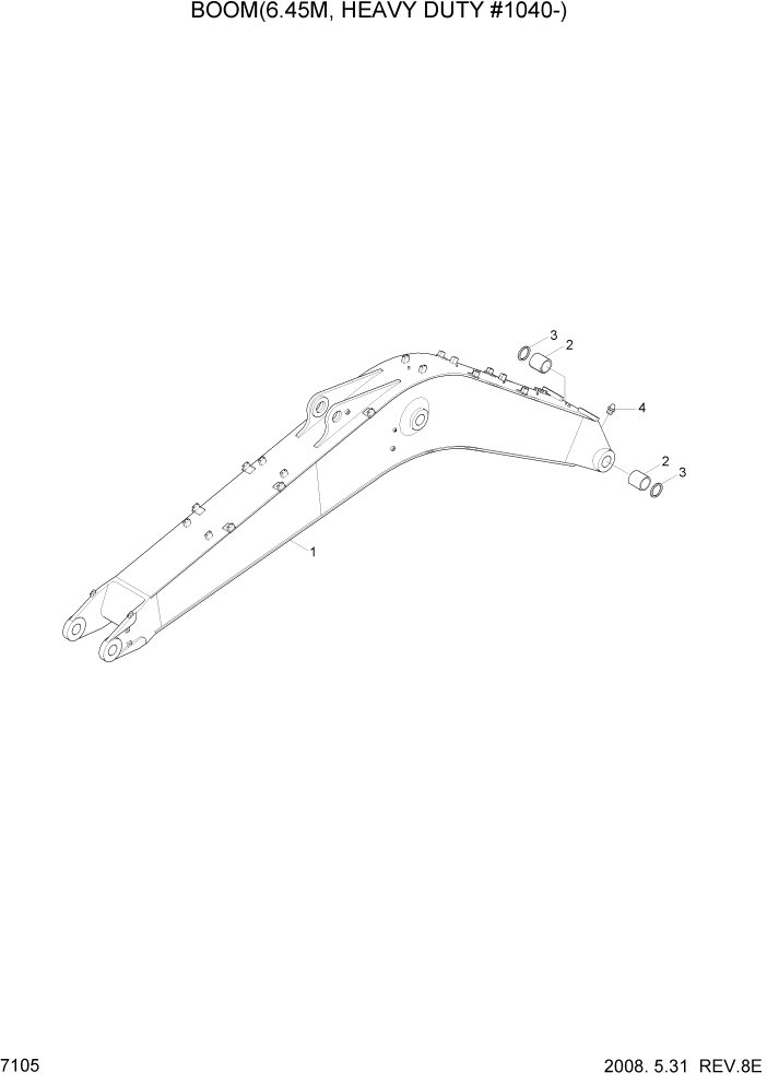 Схема запчастей Hyundai R320LC7A - PAGE 7105 BOOM(6.45M, HEAVY DUTY #0249-) РАБОЧЕЕ ОБОРУДОВАНИЕ