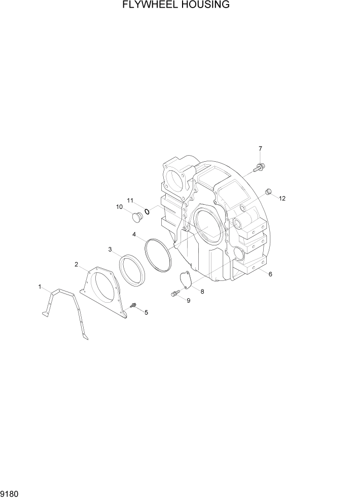 Схема запчастей Hyundai R320LC7A - PAGE 9180 FLYWHEEL HOUSING ДВИГАТЕЛЬ БАЗА