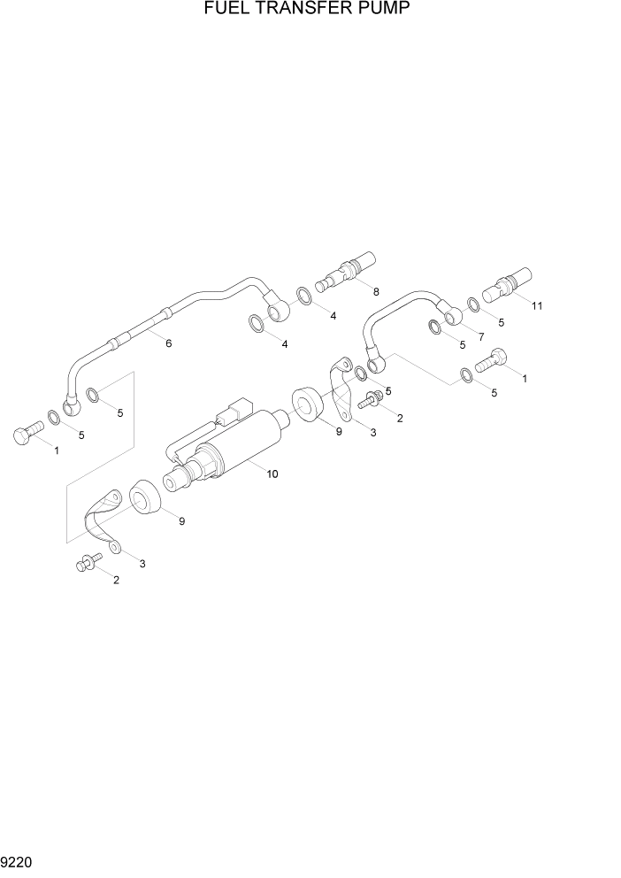 Схема запчастей Hyundai R320LC7A - PAGE 9220 FUEL TRANSFER PUMP ДВИГАТЕЛЬ БАЗА