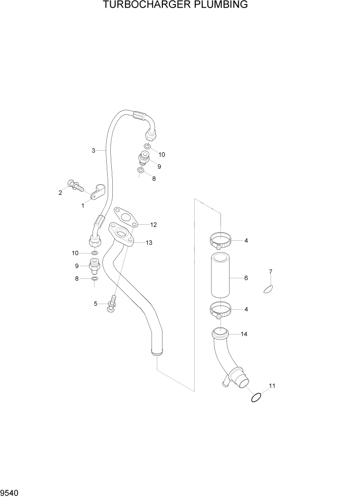 Схема запчастей Hyundai R320LC7A - PAGE 9540 TURBOCHARGER PLUMBING ДВИГАТЕЛЬ БАЗА