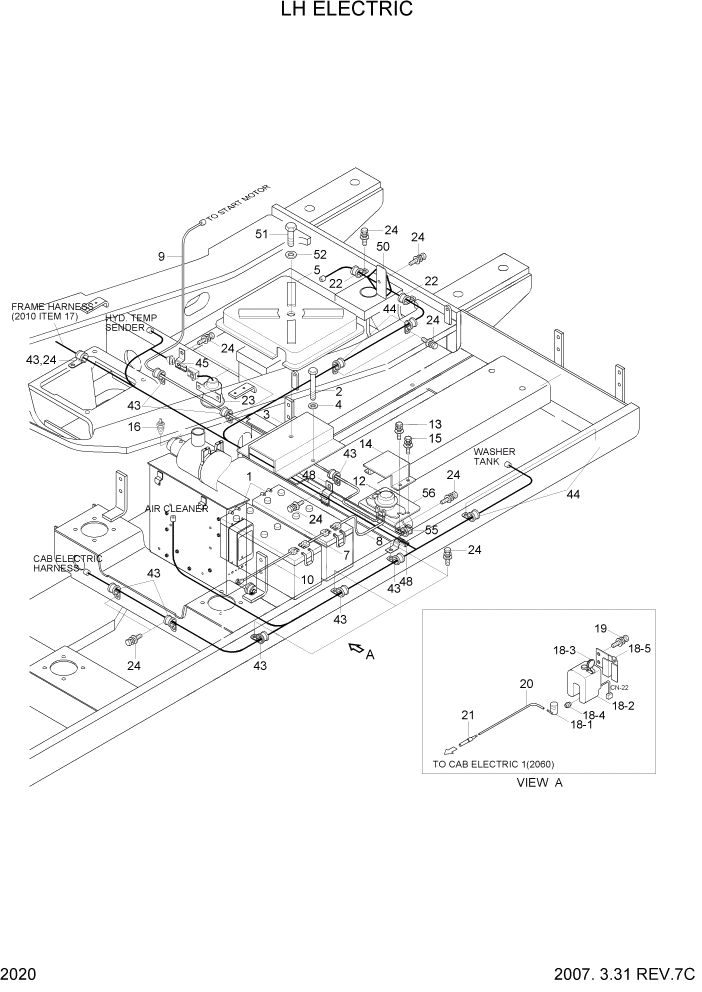 Схема запчастей Hyundai R360LC7 - PAGE 2020 LH ELECTRIC ЭЛЕКТРИЧЕСКАЯ СИСТЕМА