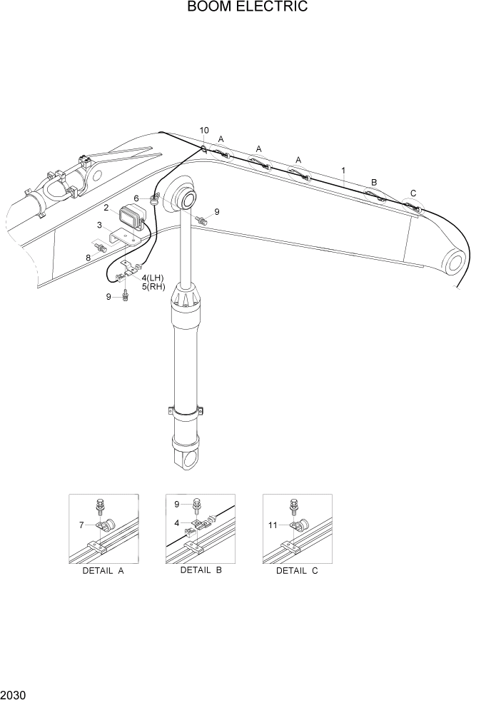 Схема запчастей Hyundai R360LC7 - PAGE 2030 BOOM ELECTRIC ЭЛЕКТРИЧЕСКАЯ СИСТЕМА