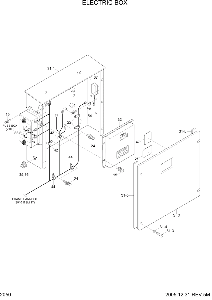 Схема запчастей Hyundai R360LC7 - PAGE 2050 ELECTRIC BOX ЭЛЕКТРИЧЕСКАЯ СИСТЕМА