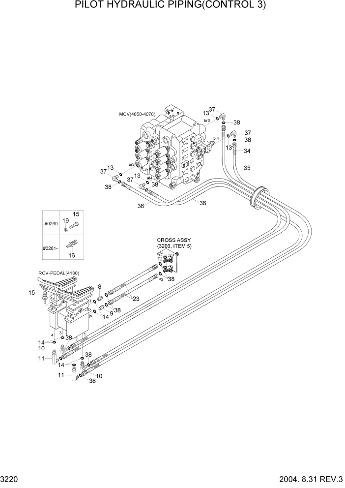 Схема запчастей Hyundai R360LC7 - PAGE 3220 PILOT HYDRAULIC PIPING(CONTROL 3) ГИДРАВЛИЧЕСКАЯ СИСТЕМА