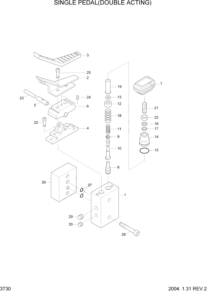 Схема запчастей Hyundai R360LC7 - PAGE 3730 SINGLE PEDAL(DOUBLE ACTING) ГИДРАВЛИЧЕСКАЯ СИСТЕМА