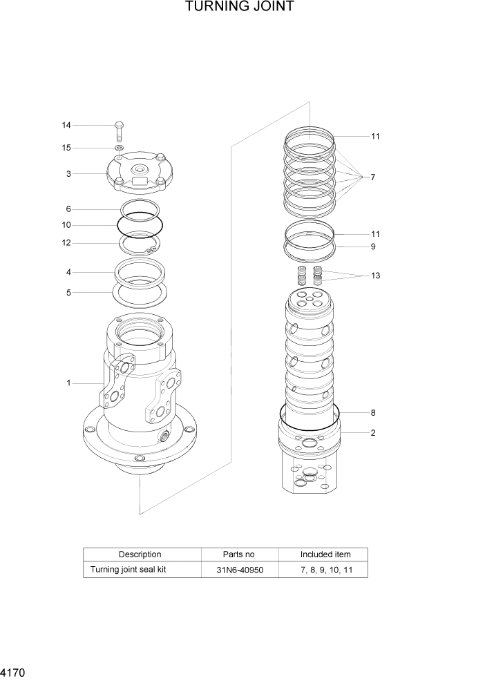 Схема запчастей Hyundai R360LC7 - PAGE 4170 TURNING JOINT ГИДРАВЛИЧЕСКИЕ КОМПОНЕНТЫ