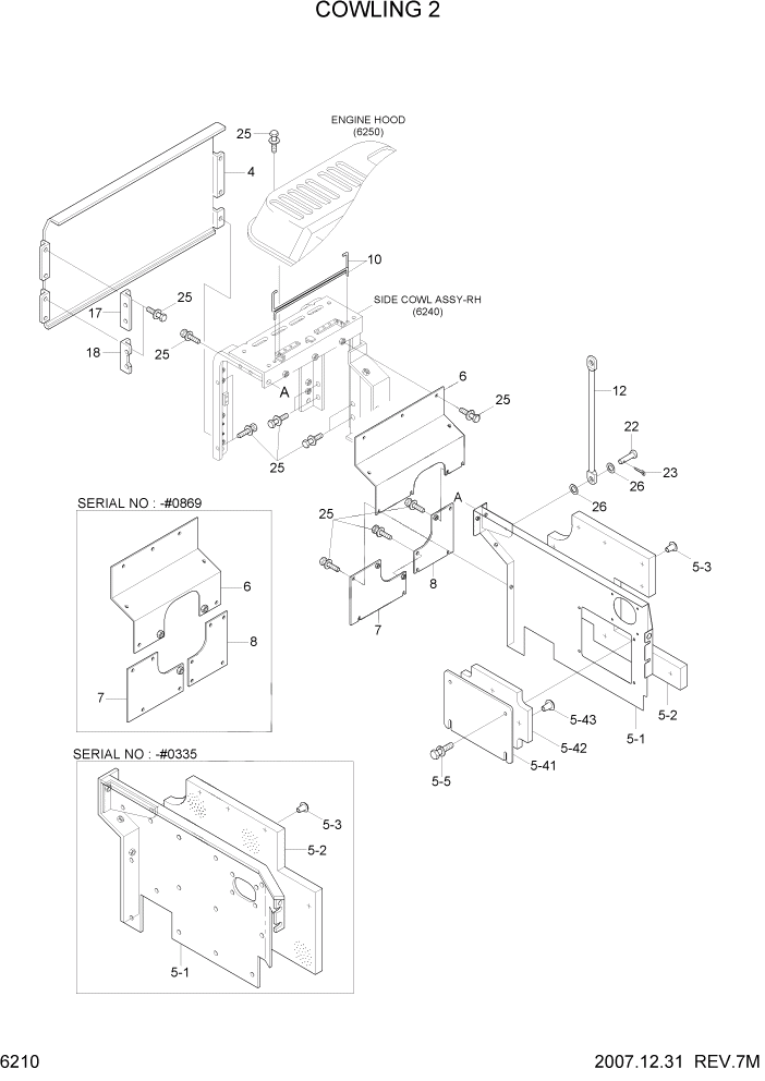 Схема запчастей Hyundai R360LC7 - PAGE 6210 COWLING 2 СТРУКТУРА