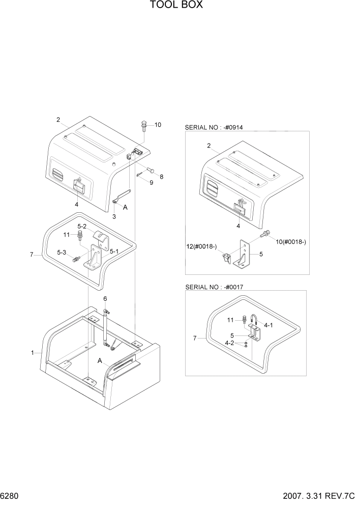 Схема запчастей Hyundai R360LC7 - PAGE 6280 TOOL BOX СТРУКТУРА