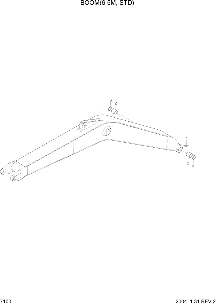 Схема запчастей Hyundai R360LC7 - PAGE 7100 BOOM(6.5M, STD) РАБОЧЕЕ ОБОРУДОВАНИЕ