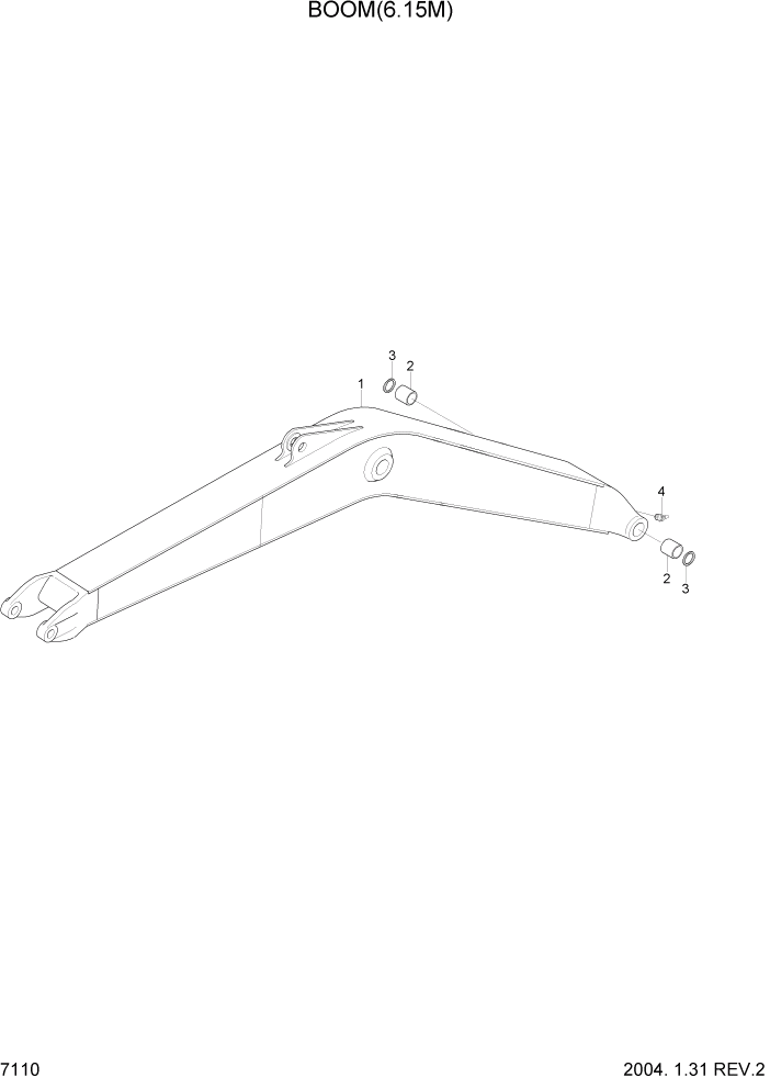 Схема запчастей Hyundai R360LC7 - PAGE 7110 BOOM(6.15M) РАБОЧЕЕ ОБОРУДОВАНИЕ