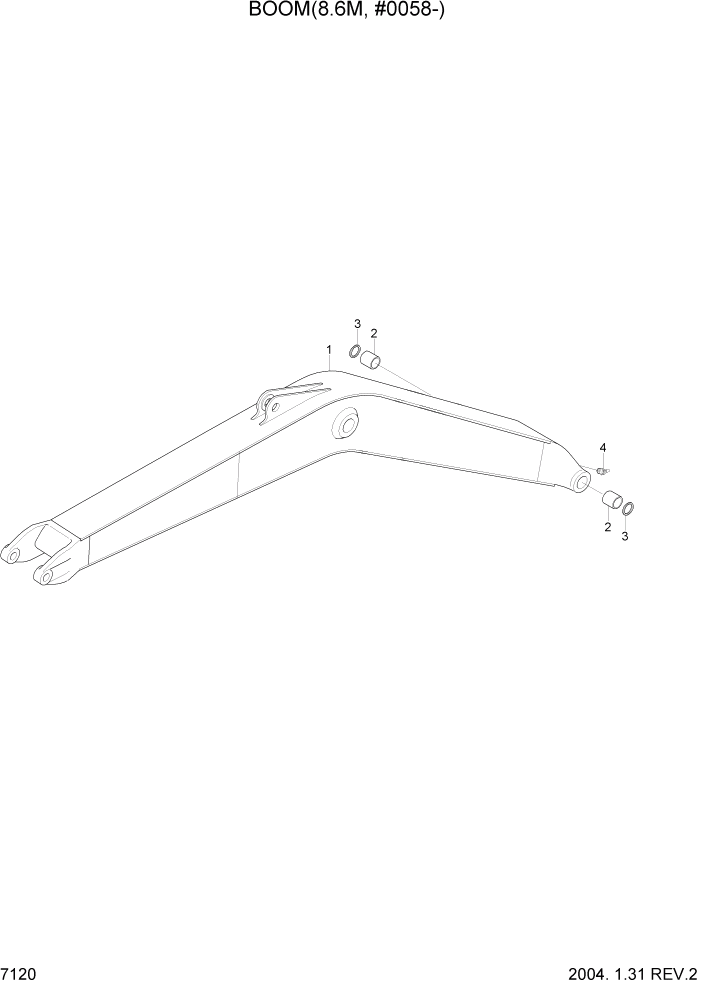 Схема запчастей Hyundai R360LC7 - PAGE 7120 BOOM(8.6M, #0058-) РАБОЧЕЕ ОБОРУДОВАНИЕ