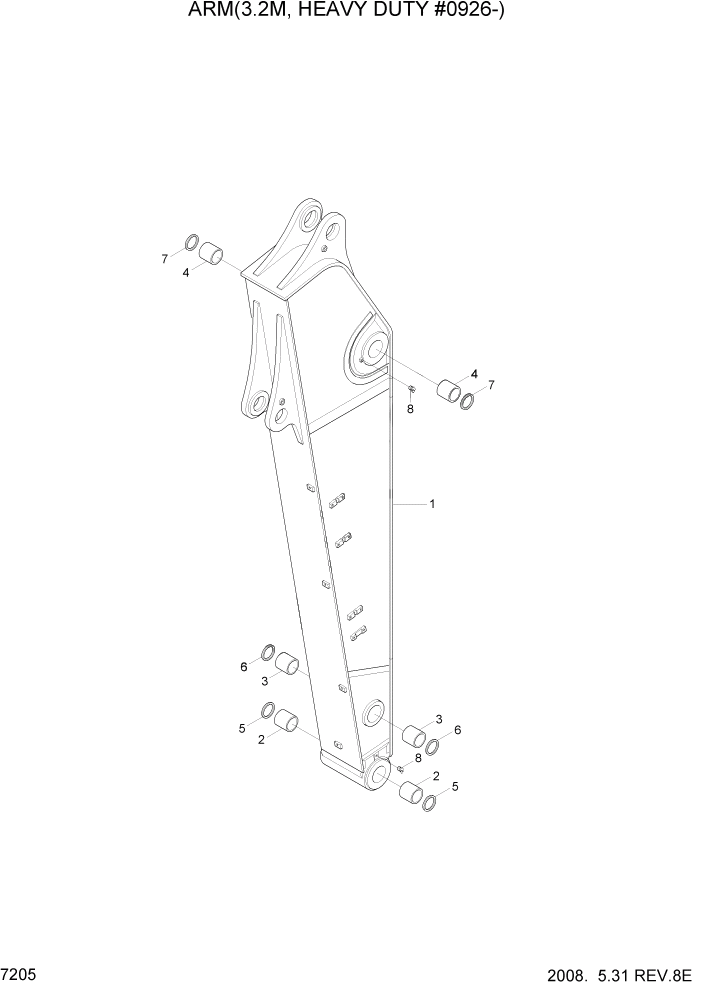 Схема запчастей Hyundai R360LC7 - PAGE 7205 ARM(3.2M, HEAVY DUTY #0926-) РАБОЧЕЕ ОБОРУДОВАНИЕ