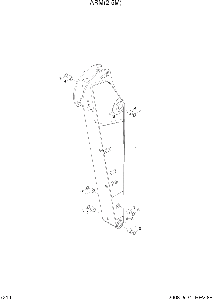 Схема запчастей Hyundai R360LC7 - PAGE 7210 ARM(2.5M) РАБОЧЕЕ ОБОРУДОВАНИЕ