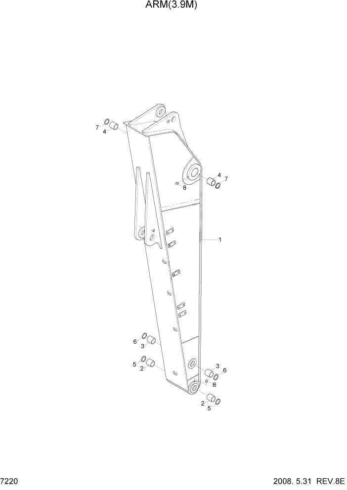 Схема запчастей Hyundai R360LC7 - PAGE 7220 ARM(3.9M) РАБОЧЕЕ ОБОРУДОВАНИЕ