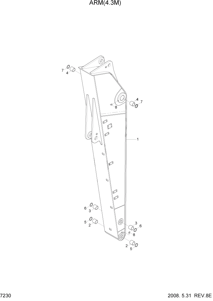 Схема запчастей Hyundai R360LC7 - PAGE 7230 ARM(4.3M) РАБОЧЕЕ ОБОРУДОВАНИЕ