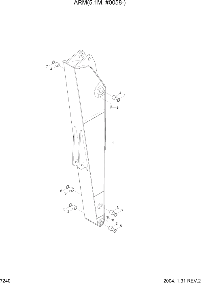 Схема запчастей Hyundai R360LC7 - PAGE 7240 ARM(5.1M, #0058-) РАБОЧЕЕ ОБОРУДОВАНИЕ