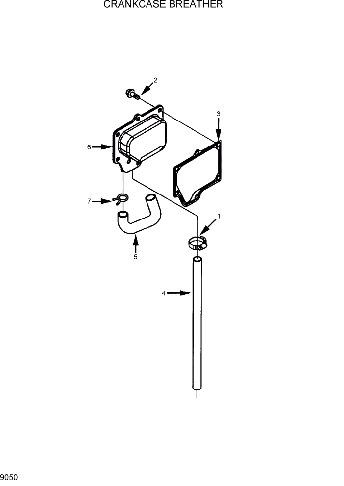 Схема запчастей Hyundai R360LC7 - PAGE 9050 CRANKCASE BREATHER ДВИГАТЕЛЬ БАЗА