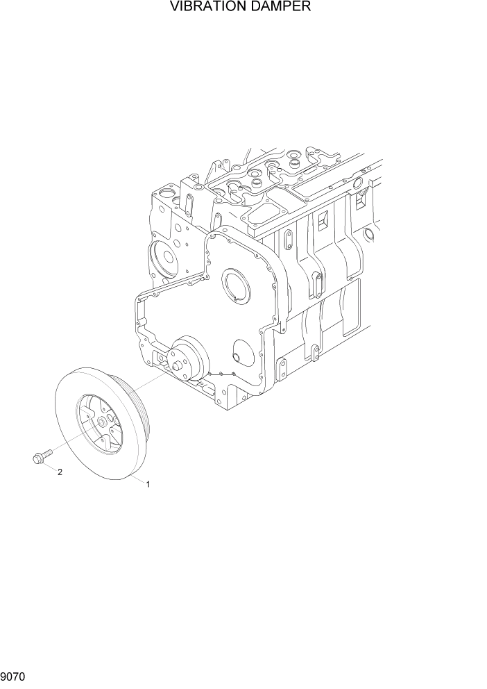 Схема запчастей Hyundai R360LC7 - PAGE 9070 VIBRATION DAMPER ДВИГАТЕЛЬ БАЗА