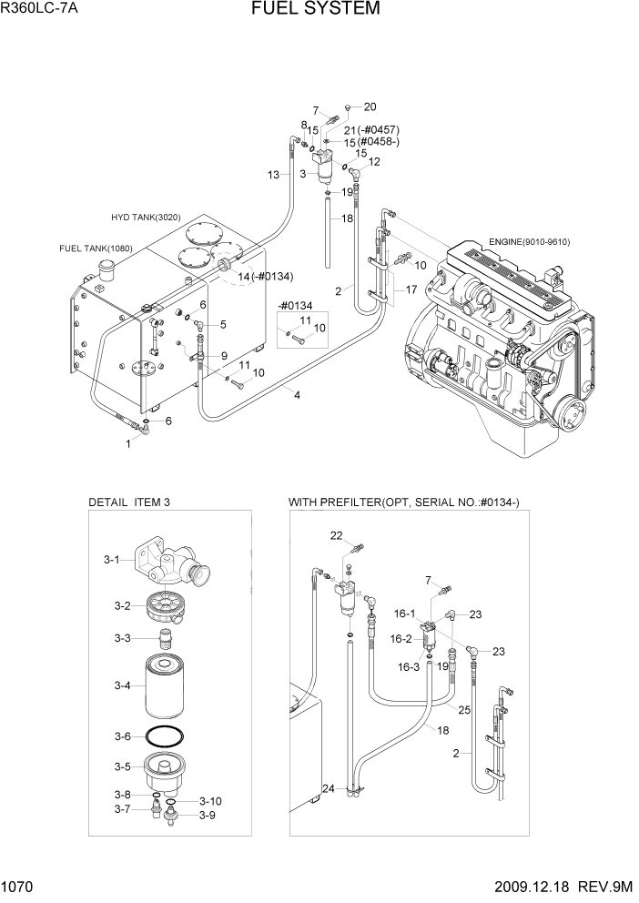 Схема запчастей Hyundai R360LC7A - PAGE 1070 FUEL SYSTEM СИСТЕМА ДВИГАТЕЛЯ