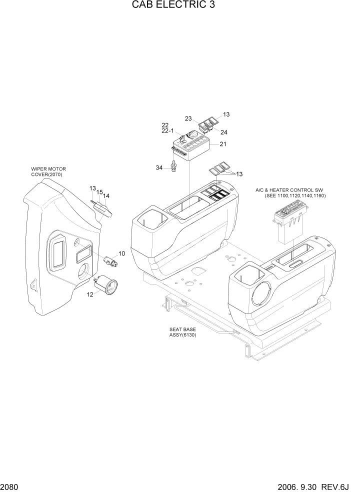 Схема запчастей Hyundai R360LC7A - PAGE 2080 CAB ELECTRIC 3 ЭЛЕКТРИЧЕСКАЯ СИСТЕМА