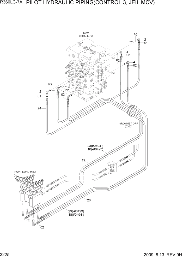 Схема запчастей Hyundai R360LC7A - PAGE 3225 PILOT HYD PIPING(CONTROL 3, JEIL MCV) ГИДРАВЛИЧЕСКАЯ СИСТЕМА