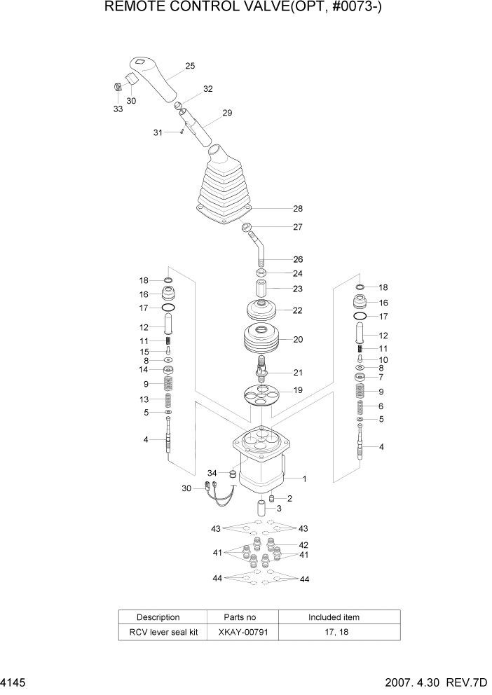 Схема запчастей Hyundai R360LC7A - PAGE 4145 REMOTE CONTROL VALVE(OPT, #0073-) ГИДРАВЛИЧЕСКИЕ КОМПОНЕНТЫ