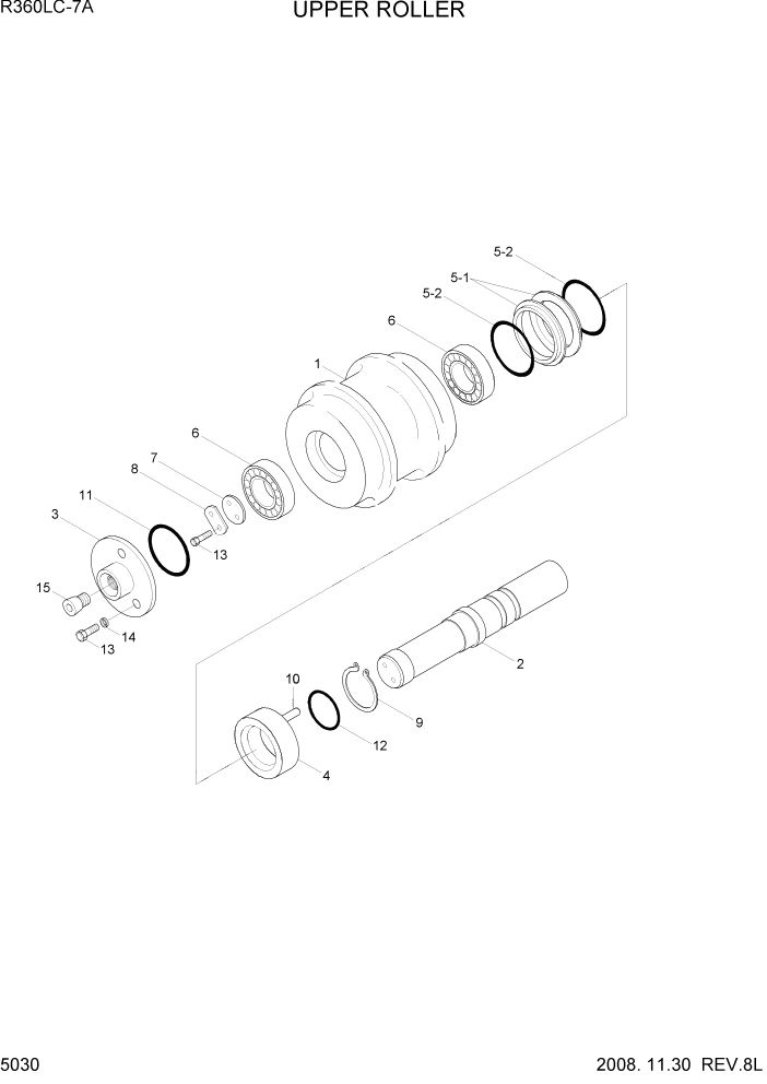 Схема запчастей Hyundai R360LC7A - PAGE 5030 UPPER ROLLER ХОДОВАЯ ЧАСТЬ