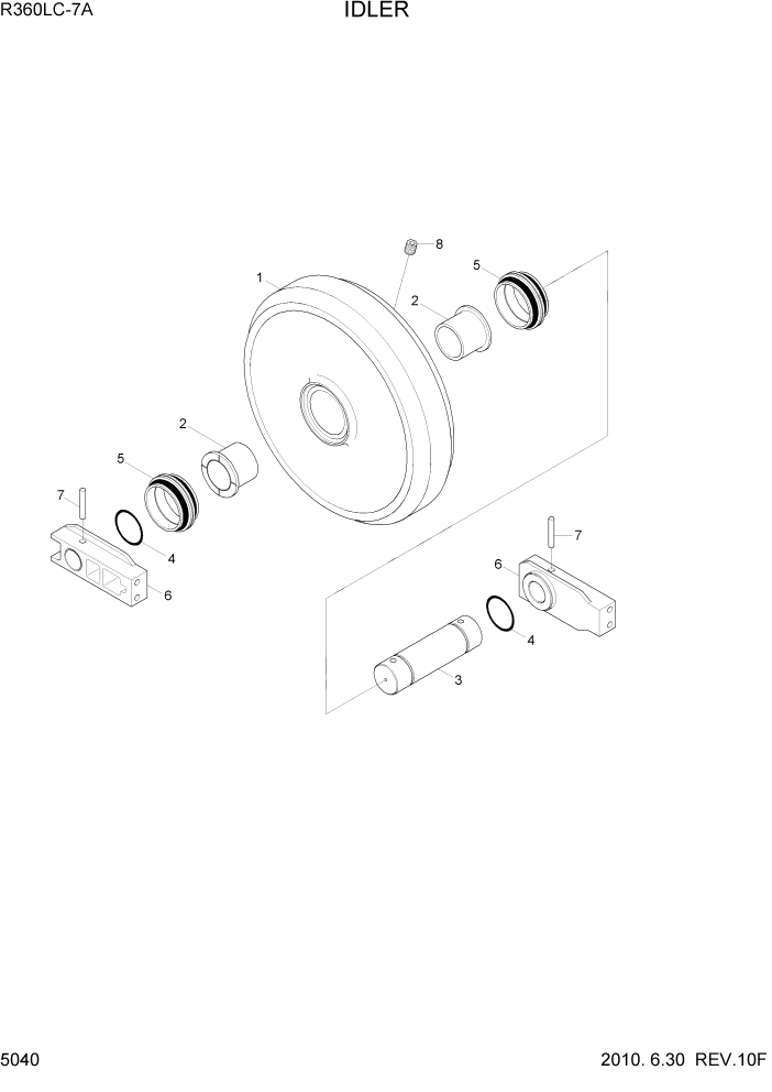 Схема запчастей Hyundai R360LC7A - PAGE 5040 IDLER ХОДОВАЯ ЧАСТЬ