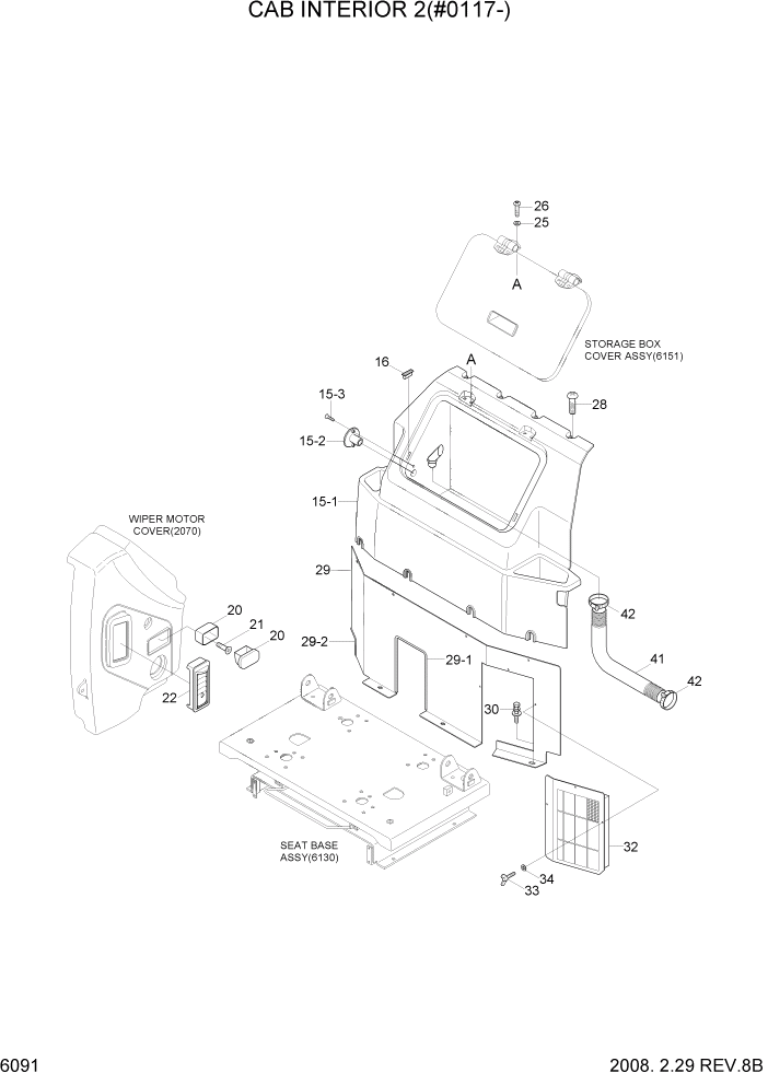 Схема запчастей Hyundai R360LC7A - PAGE 6091 CAB INTERIOR 2(#0117-) СТРУКТУРА