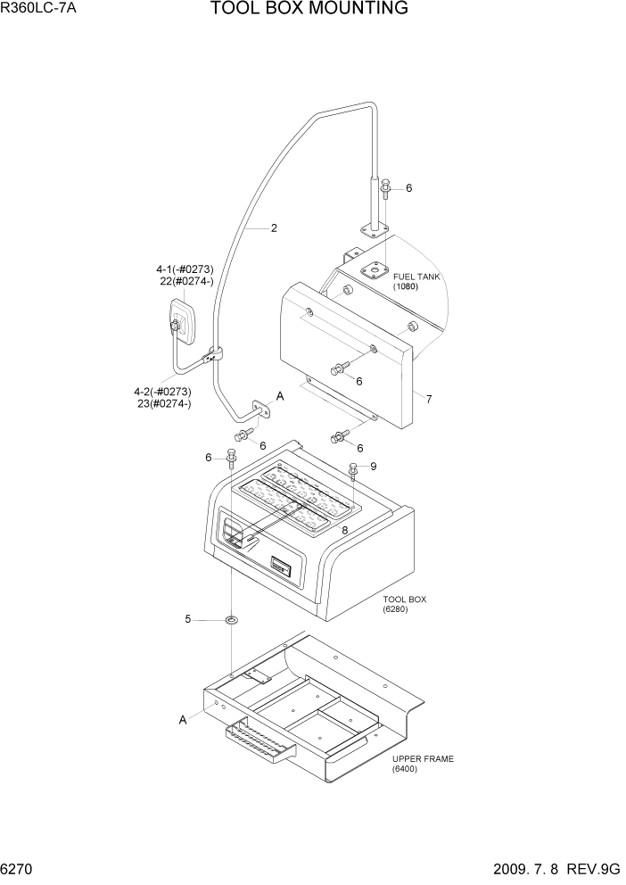 Схема запчастей Hyundai R360LC7A - PAGE 6270 TOOL BOX MOUNTING СТРУКТУРА