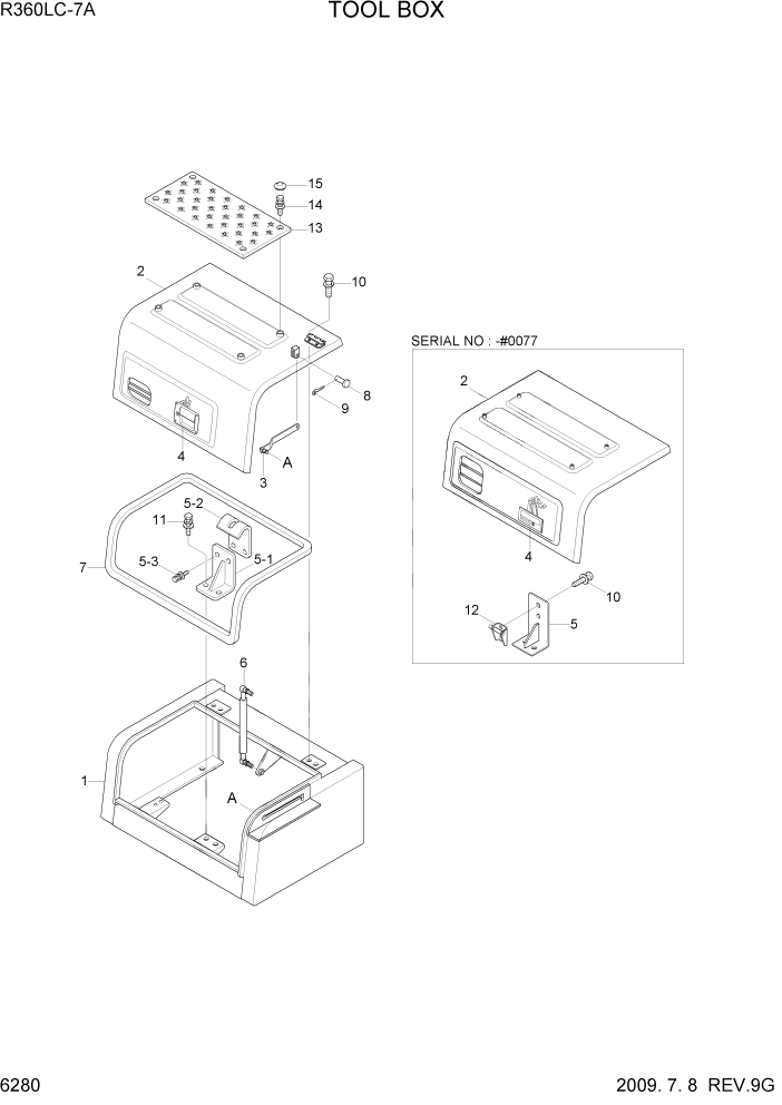 Схема запчастей Hyundai R360LC7A - PAGE 6280 TOOL BOX СТРУКТУРА