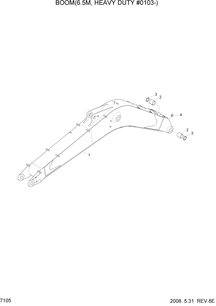 Схема запчастей Hyundai R360LC7A - PAGE 7105 BOOM(6.5M, HEAVY DUTY #0103-) РАБОЧЕЕ ОБОРУДОВАНИЕ