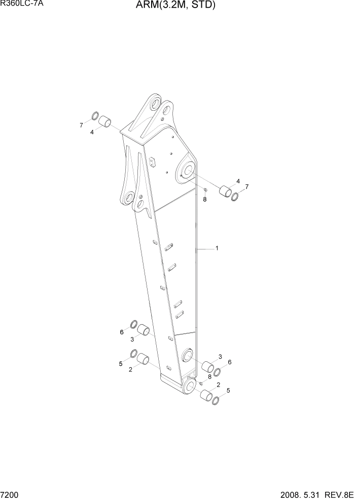 Схема запчастей Hyundai R360LC7A - PAGE 7200 ARM(3.2M, STD) РАБОЧЕЕ ОБОРУДОВАНИЕ