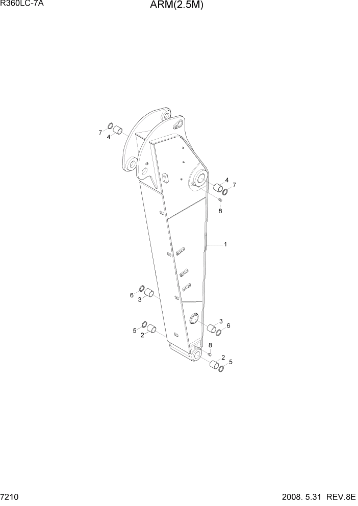 Схема запчастей Hyundai R360LC7A - PAGE 7210 ARM(2.5M) РАБОЧЕЕ ОБОРУДОВАНИЕ