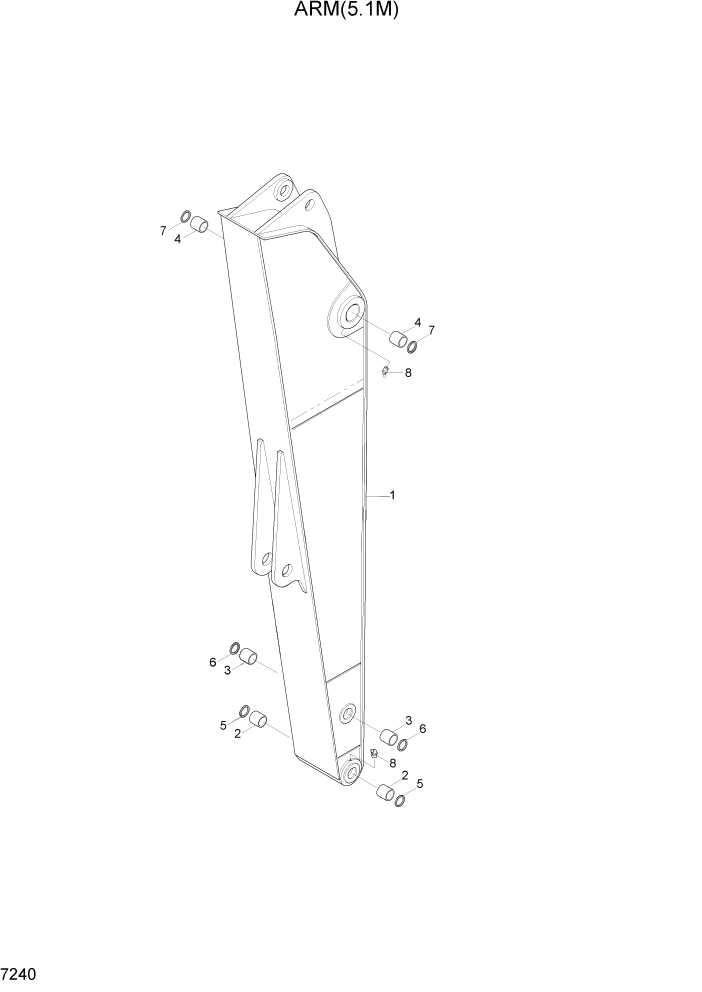 Схема запчастей Hyundai R360LC7A - PAGE 7240 ARM(5.1M) РАБОЧЕЕ ОБОРУДОВАНИЕ