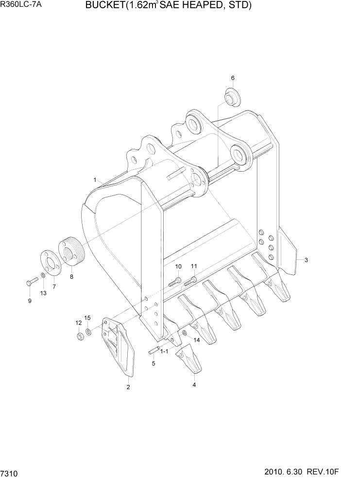 Схема запчастей Hyundai R360LC7A - PAGE 7310 BUCKET(1.62M3 SAE HEAPED, STD) РАБОЧЕЕ ОБОРУДОВАНИЕ